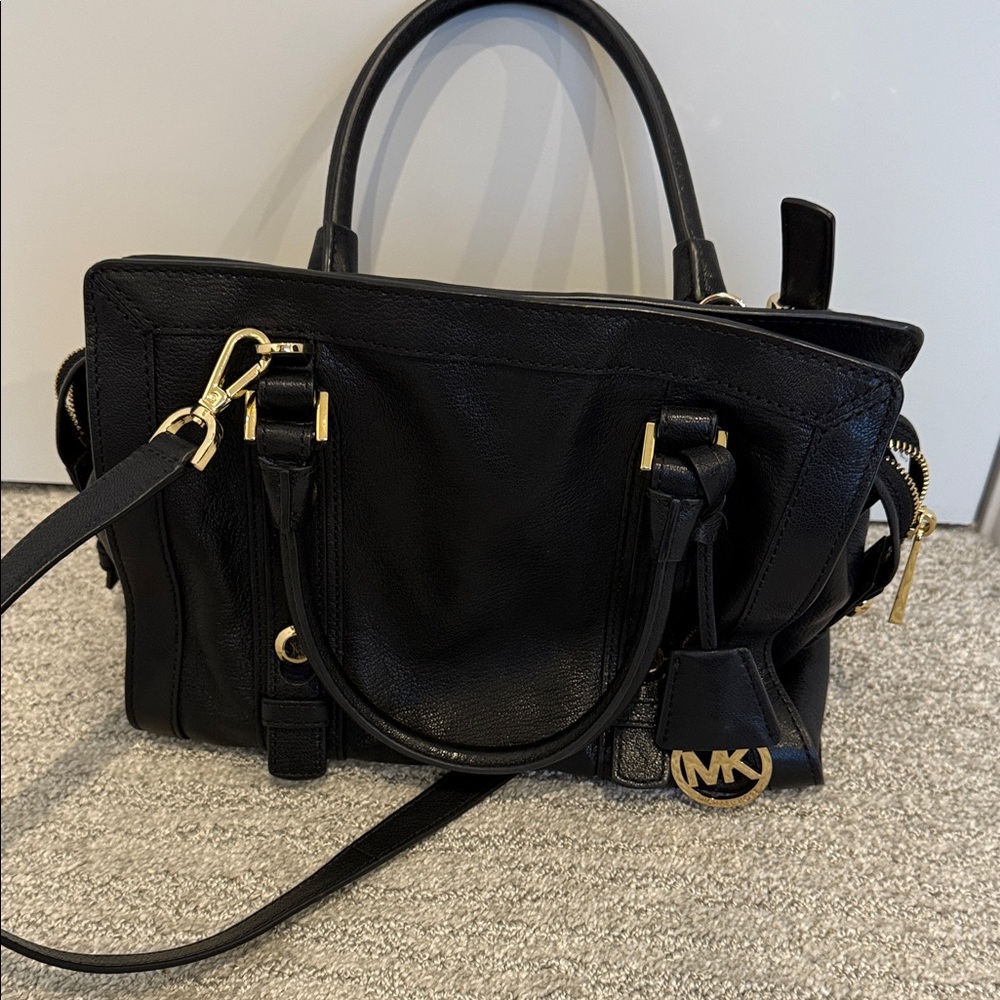 Michael Kors Black Satchel with Gold Accents
